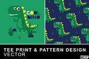 COOL DINO PRINT AND PATTERN DESIGN, an Animal Illustration by MKE Print Lab. (Thumbnail 1 of 2)