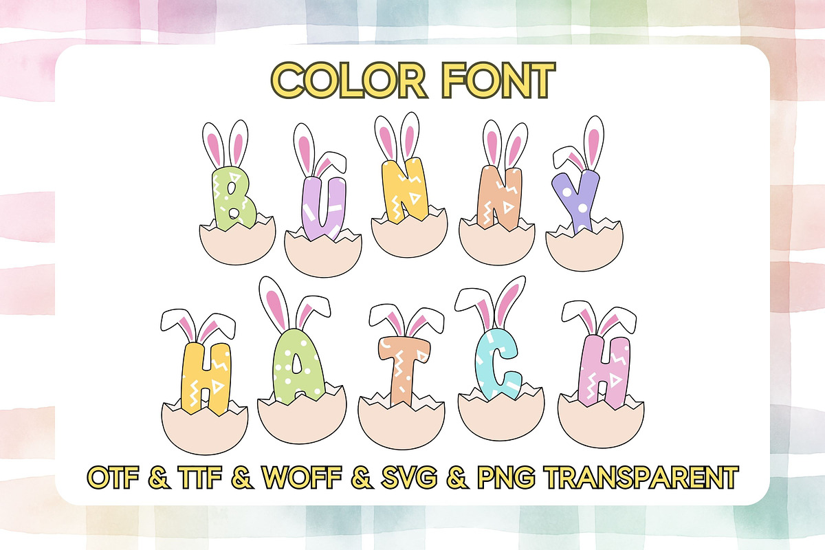 Bunny Hatch - Color Font, a Sans Serif Font by Adalin Shop (Photo 1 of 3)