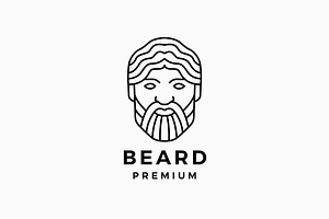 Bearded Man God Greek Outline Logo