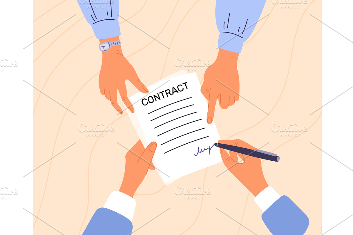 Businesspeople sign contract, a Finance Illustration by Vectorbuum