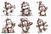 Quirky Christmas Penguin Clipart, an Illustration by Craft Nest (Thumbnail 5 of 6)