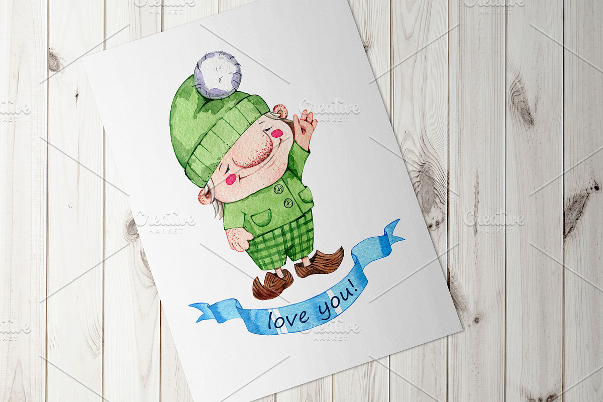 hand drawn watercolor fairy gnomes, a Decorative Illustration by OlyaSenko (Photo 6 of 7)