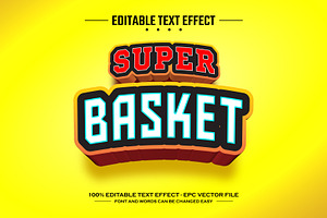 Super Basket 3D Editable Text Effect