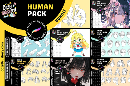 Procreate Human Body Bundle, a Brush Add-On by Cozy Brushery