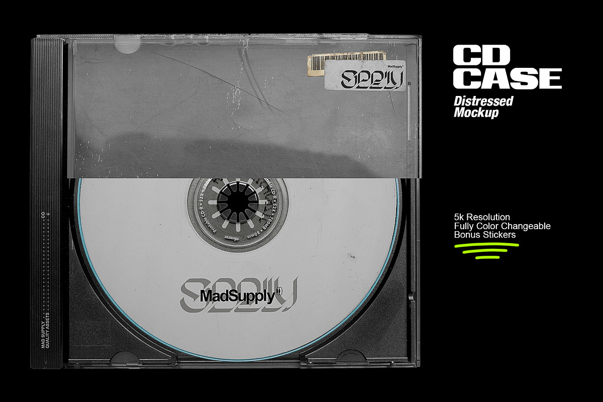 Distressed CD Jewel Case Mockup, a Packaging Mockup by Mad Supply (Photo 1 of 5)
