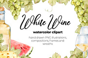 White Wine Watercolor Clipart, a Food Illustration by Eves_Aquadreams (Thumbnail 1 of 8)