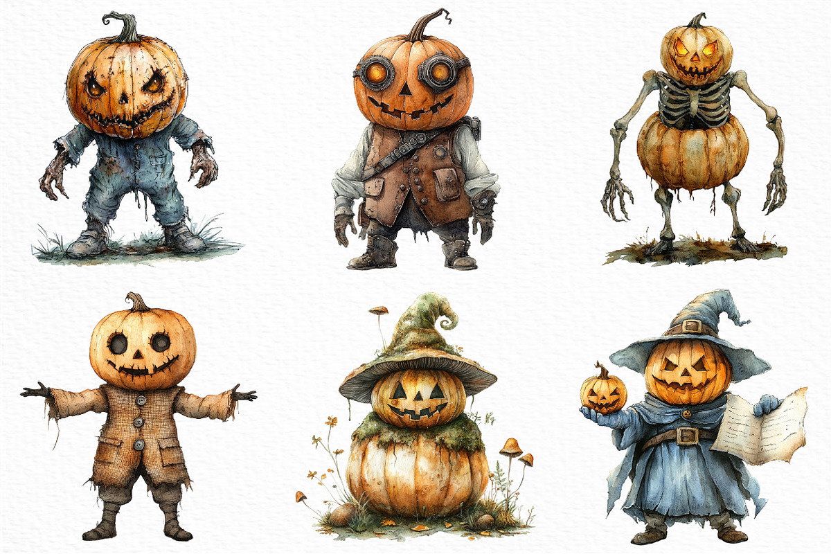 Watercolor Halloween Pumpkin Man, an Illustration by Craft Nest (Photo 4 of 6)