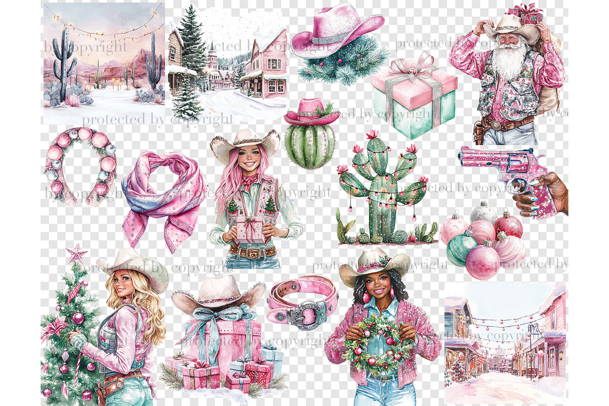 Western Christmas Clipart, a Seasonal Illustration by GlamArtZhanna (Photo 6 of 6)