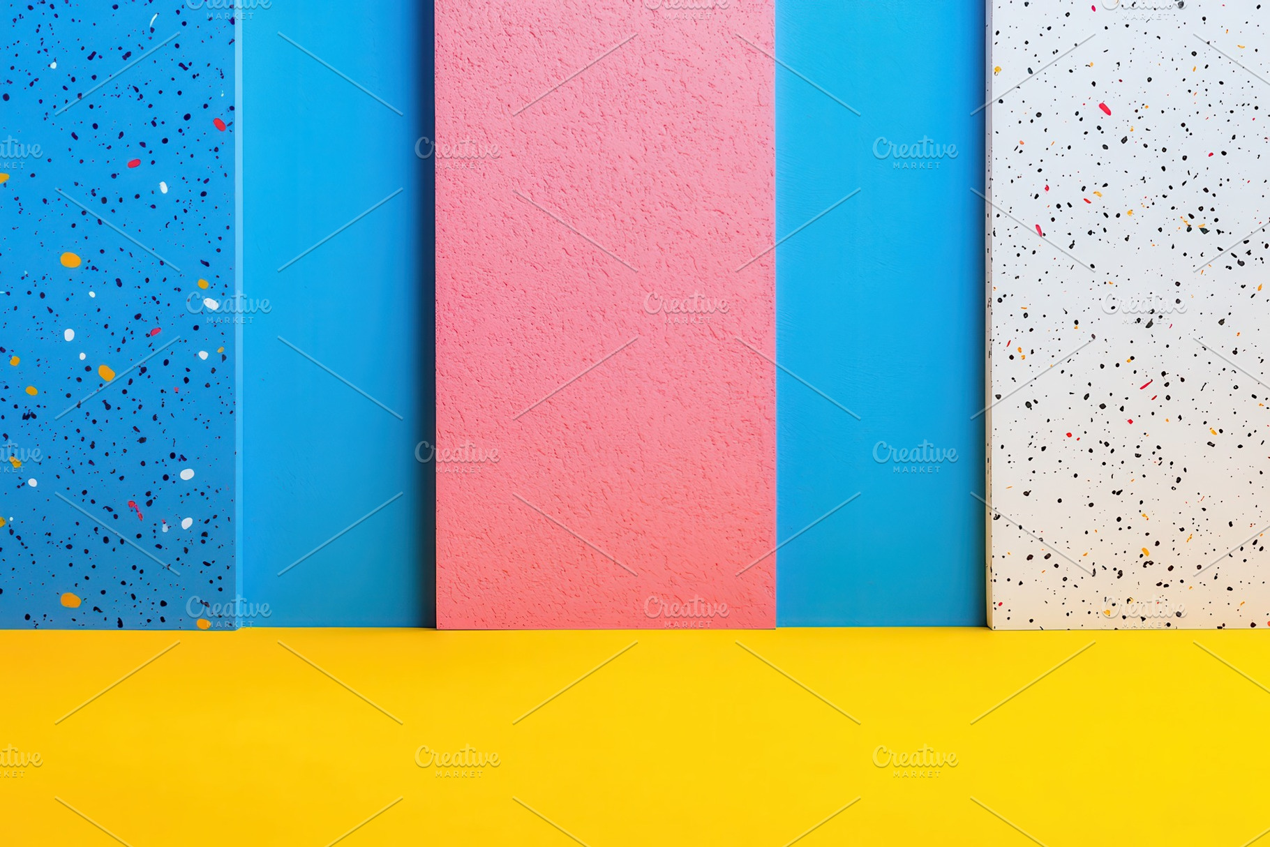 Colorful textured panels on yellow b, a Background Photo by Pixeness Studio