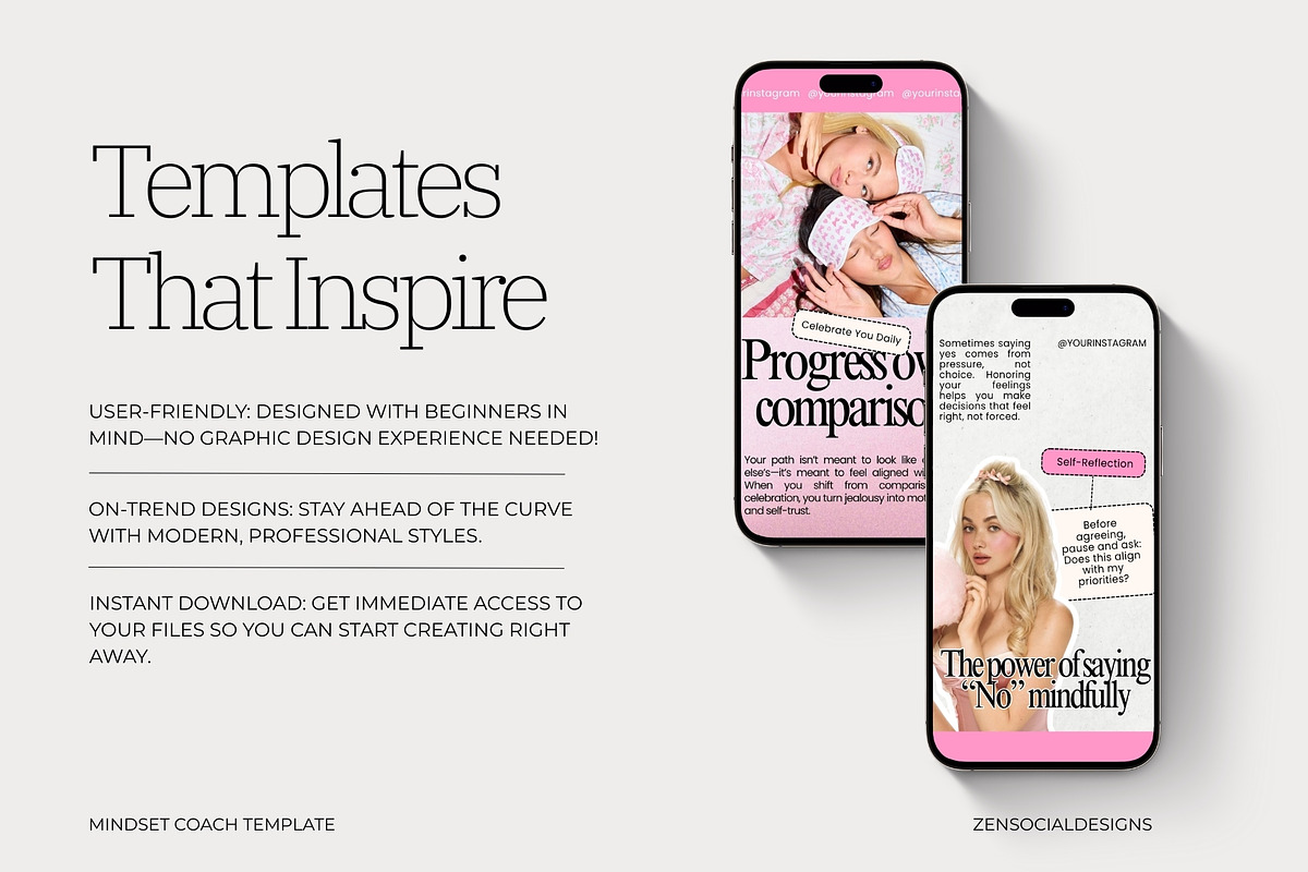 Pink Mindset Coach Instagram Template preview 7