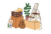 Cardboard boxes piles for moving set, an Object Illustration by Good Studio (Thumbnail 2 of 7)