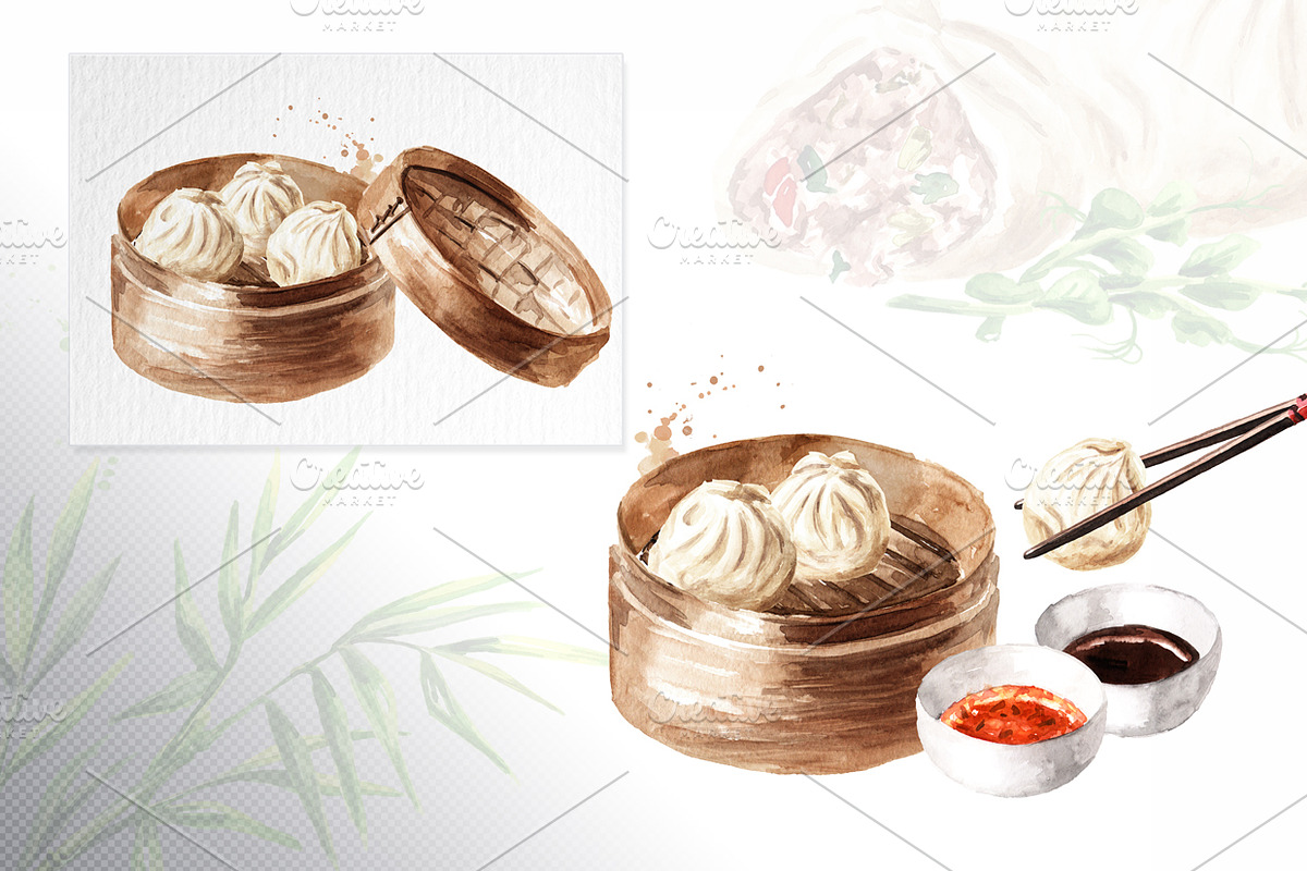 Dim Sum. Chinese dumplings, a Food Illustration by Daria Ustiugova (Photo 5 of 6)