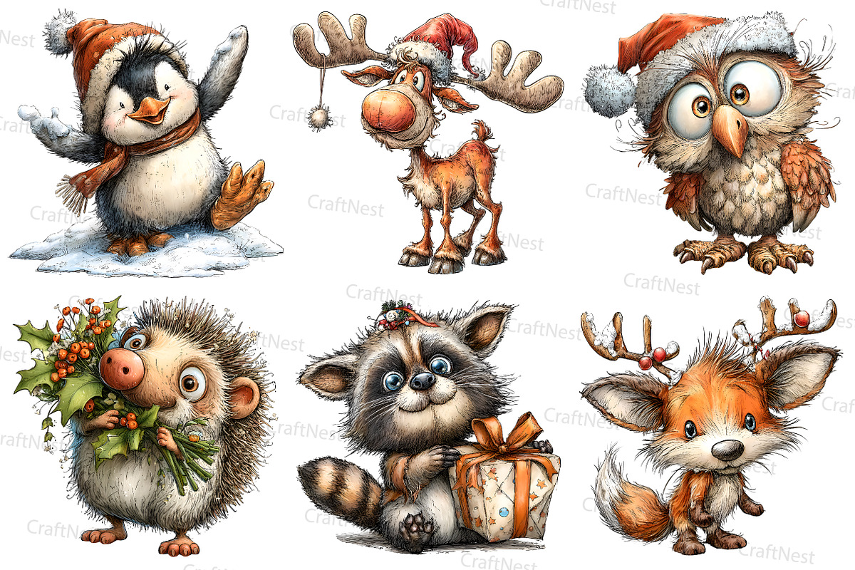 Playful Christmas Clipart, an Illustration by Craft Nest (Photo 2 of 7)