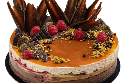 Tricolour chocolate mousse cake, a Background Photo by Grafvision photography