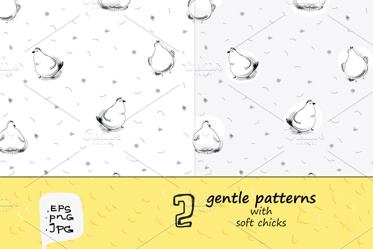 Wise Hens - 32 patterns+print, an Animal Illustration by Zooza Art (Photo 5 of 10)