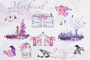 Watercolor Mythical Forest Clipart, an Animal Illustration by ArtCreationsDesign (Thumbnail 2 of 5)