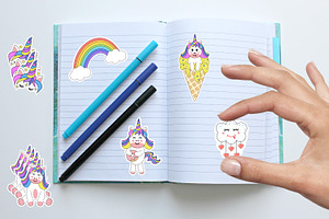 Cute Kawaii Unicorns Sticker Bundle