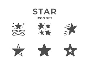 Set glyph icons of star, a Solid Icon by motorama