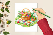 Watercolor Picnic Basket Sublimation, a Seasonal Illustration by Craft Nest (Thumbnail 2 of 5)