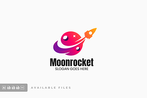 Moon Rocket Gradient Colorful Logo