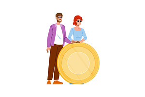 Business people holding huge golden, a Finance Illustration by pikepicture