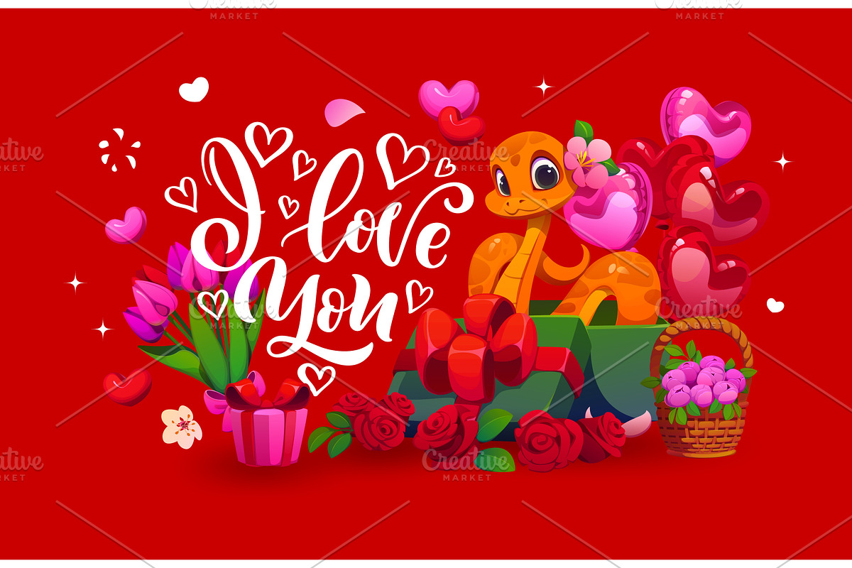 I love you valentines day greeting, a Seasonal Illustration by Vector Tradition