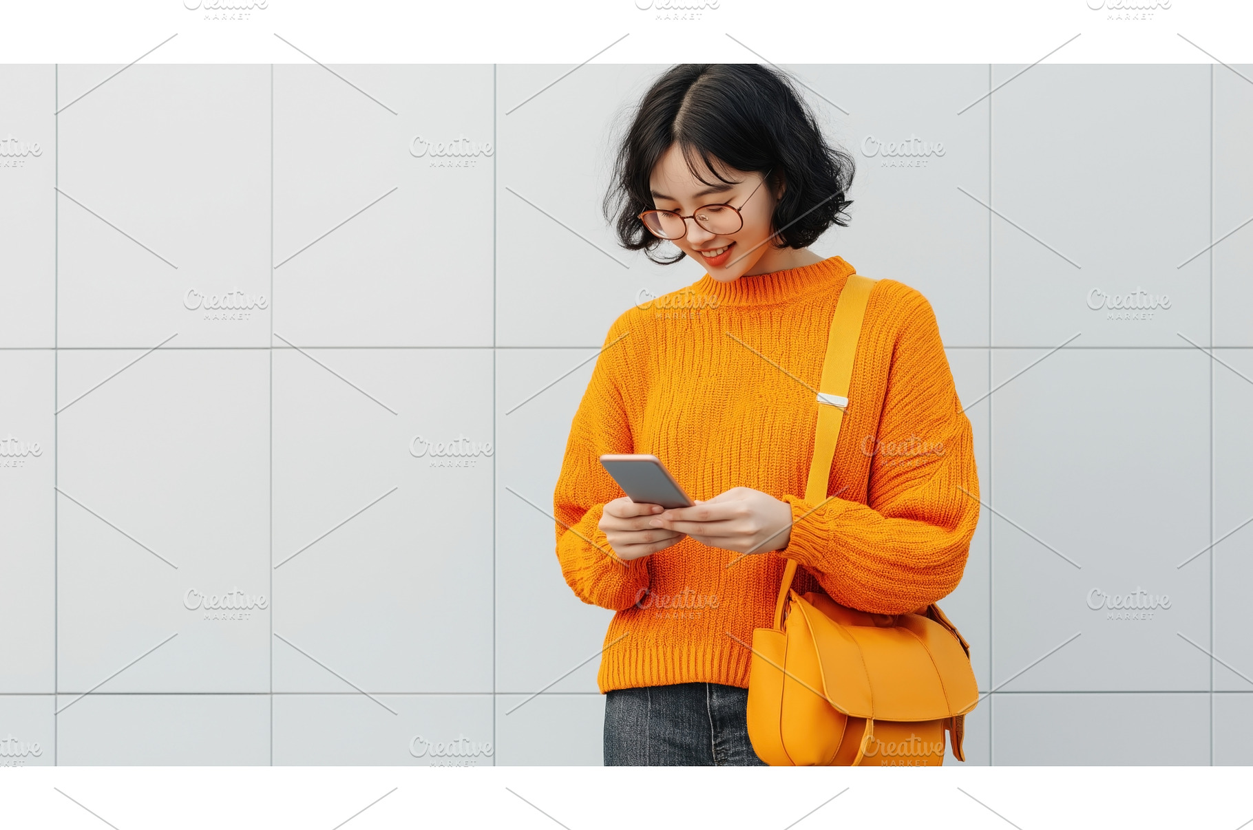 Asian woman in a bright orange, a Person Photo by Sergey Kotenev