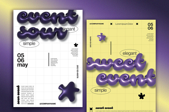 3D Poster Set With Purple Accents preview 2