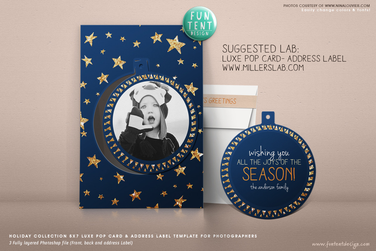 Holiday Wishing Joy Luxe Pop Card, a Card Template by FUN TENT DESIGN (Photo 1 of 2)
