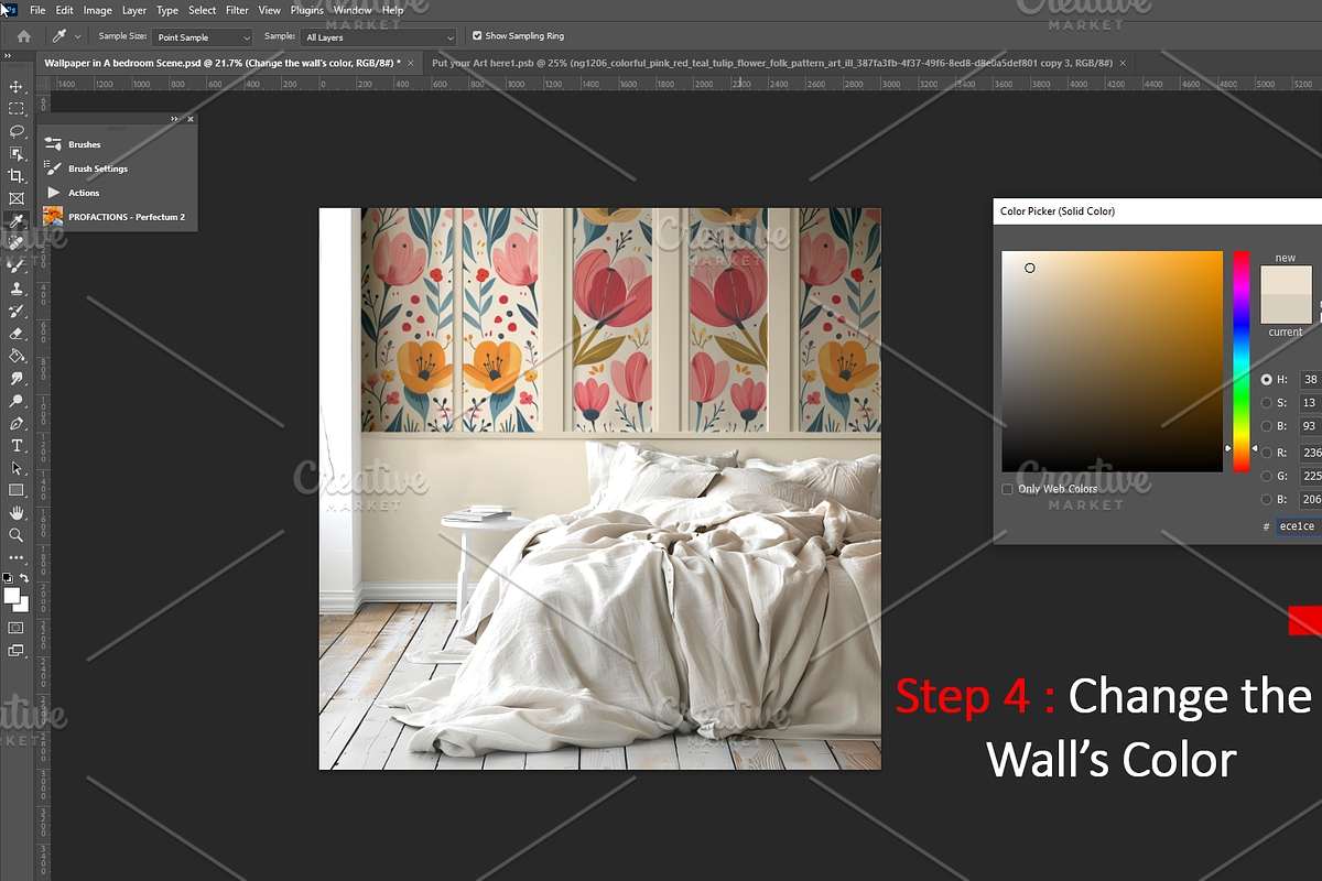 Wallpaper Bedroom Scene  Mockup, a Product Mockup by Nora Gad (Photo 23 of 24)