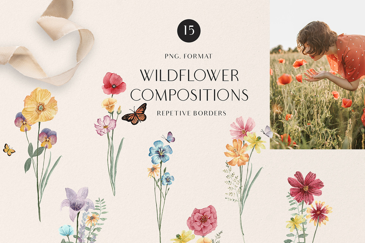 MEADOW bright wild flowers set, a Decorative Illustration by Grace Noboa Illustrations (Photo 4 of 8)