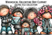 Whimsical Valentine Boy Clipart, an Illustration by Dream Creation (Thumbnail 1 of 6)