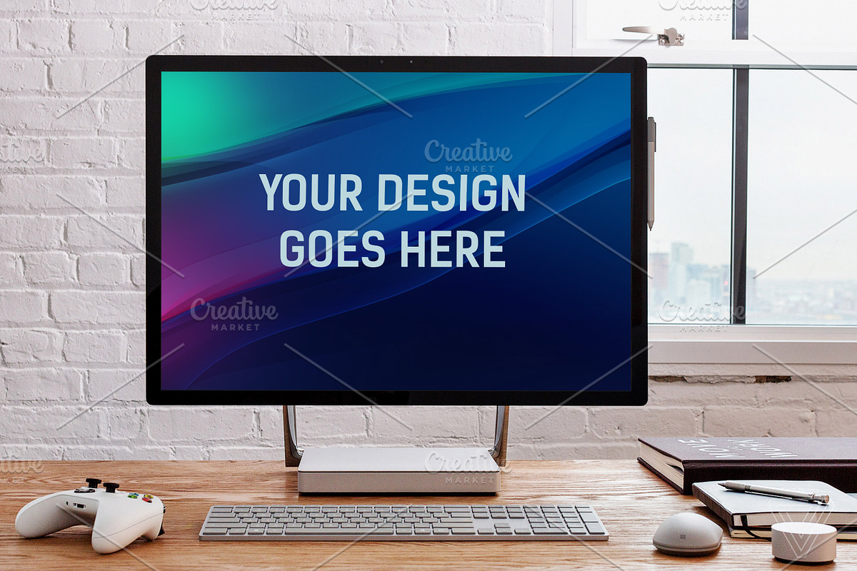 Microsoft Surface Studio Mock-up#6, a Books & Magazine Mockup by vraiana