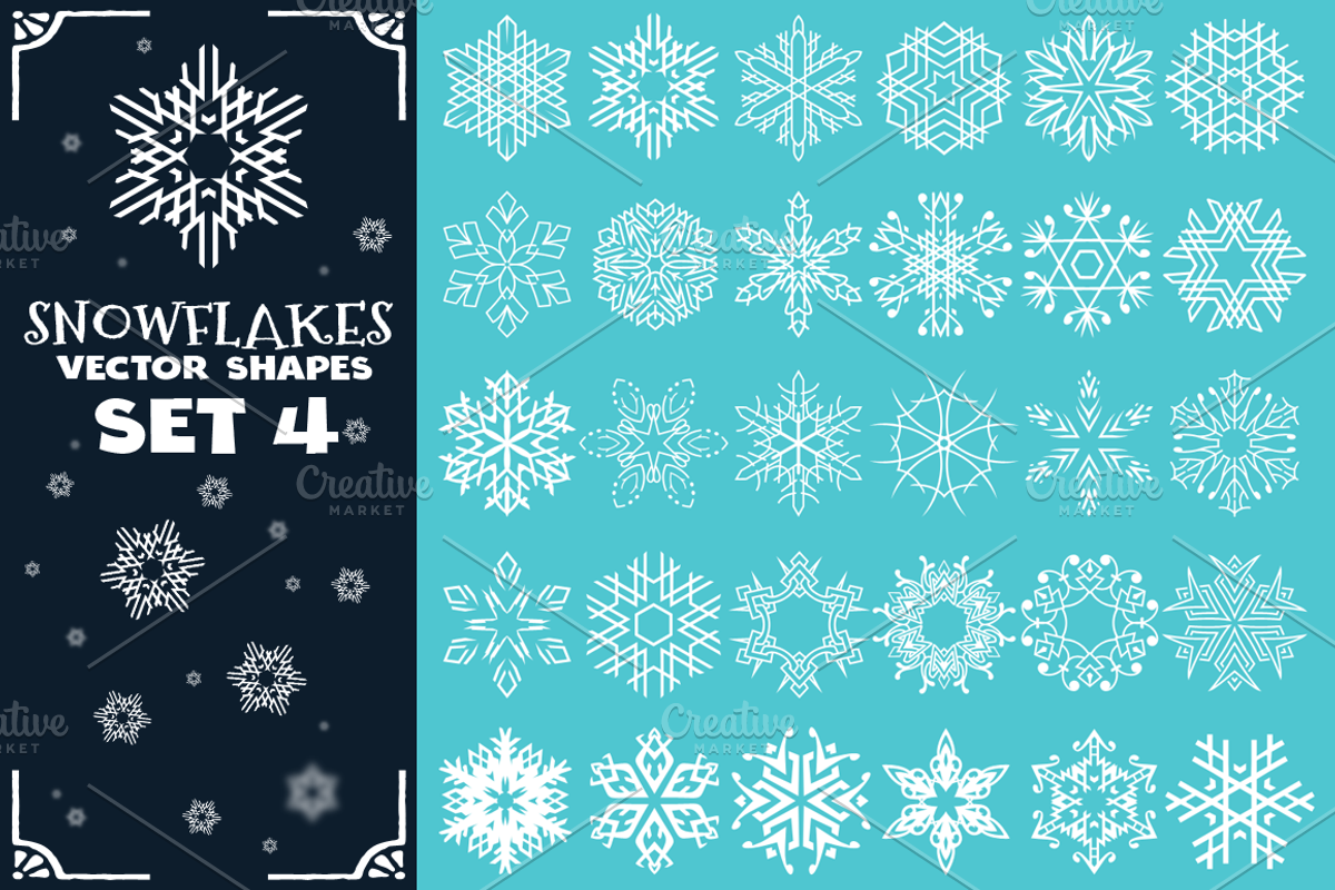Decorative Snowflakes Shapes Set 4, a Graphic by pixaroma