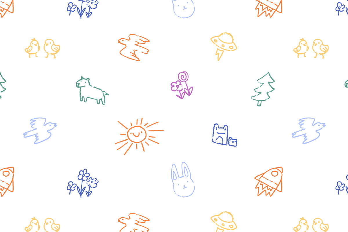 Cute kids drawing doodles on wall, a Person Illustration by PaperTrident (Photo 13 of 14)