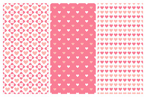 Vector Seamless Hearts Patterns