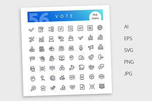 Vote Line Icons Set