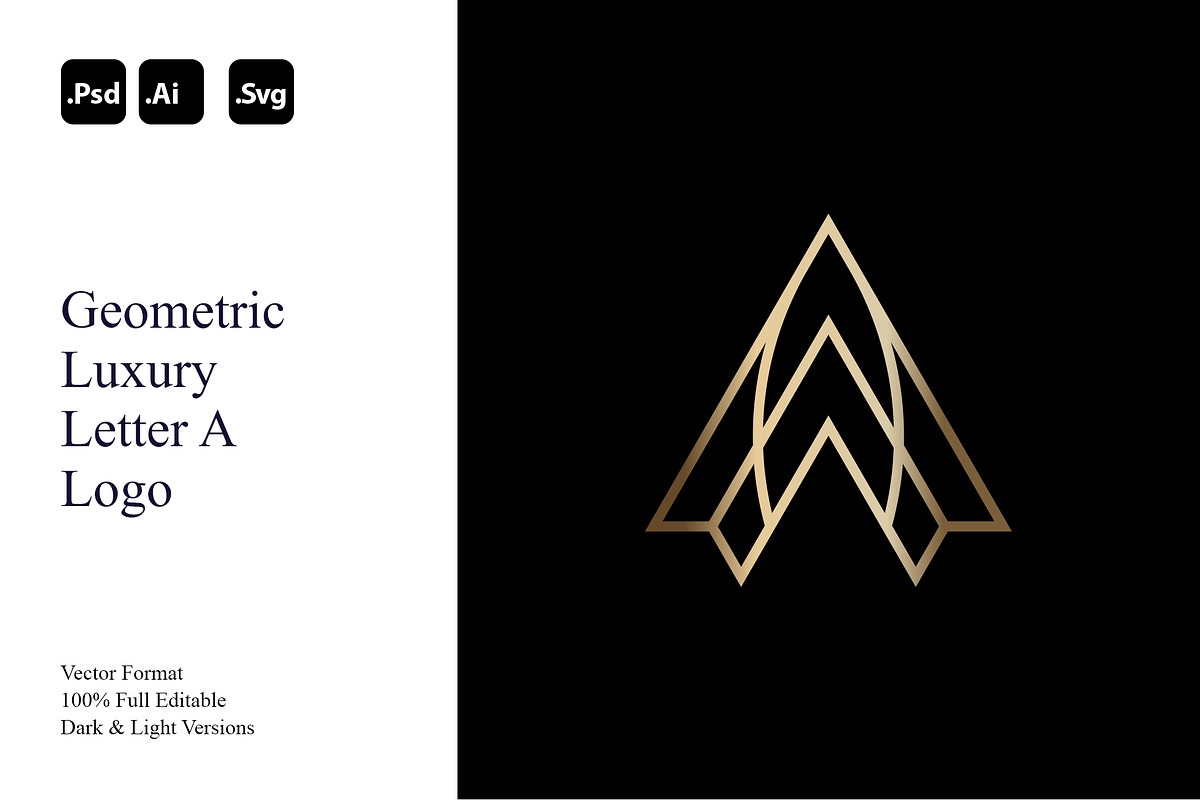 Geometric Luxury Letter A Logo, a Branding & Logo Template by Luxury Logos (Photo 1 of 4)
