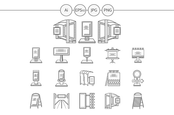 Outdoors Advertising Icons. Set 3