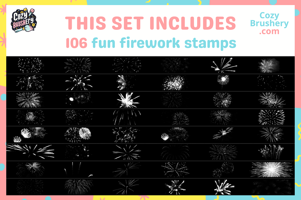 Procreate Firework Brushes, a Brushes & More by Cozy Brushery (Photo 3 of 8)