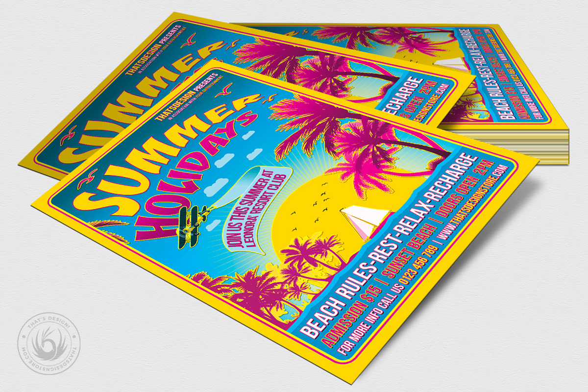 Summer Holidays Flyer Template V2, a Flyer Template by ThatsDesign Art
