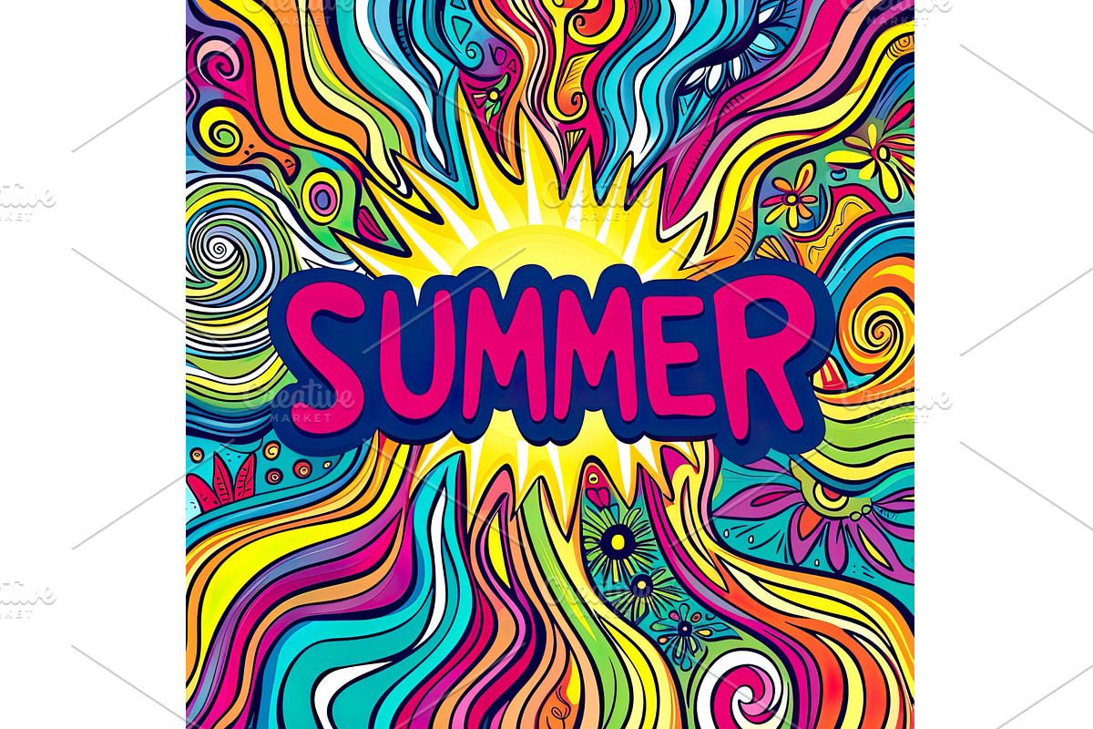 Colorful bold SUMMER text on, an Object Illustration by Lermont51