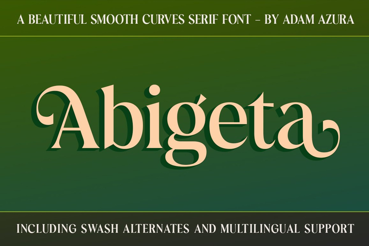 Abigeta 50% Discount, a Serif Font by Adam Azura (Photo 1 of 14)