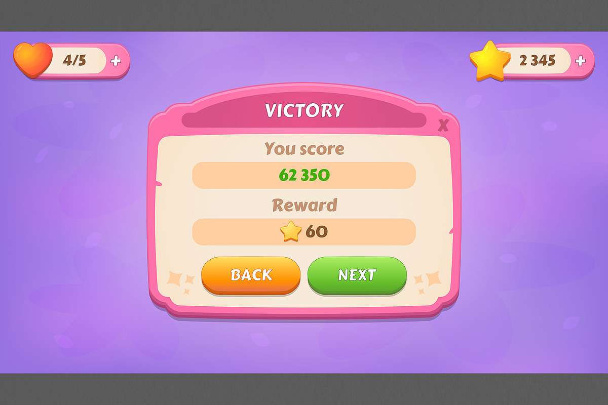 Pink GUI pack, casual, an UI Kit Template by KartInnka (Photo 11 of 15)