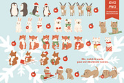 Christmas Animal Clipart & Patterns, an Animal Illustration by MayBay Studio (Thumbnail 2 of 5)