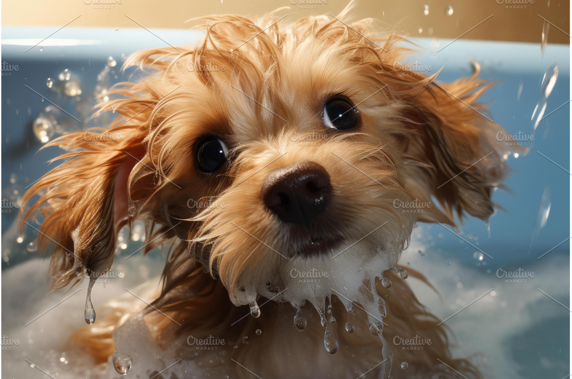 Cleansing Puppy dog foam shampoo, an Animal Photo by Ylivdesign