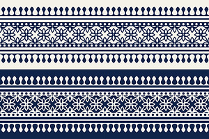 Blue Indian Block Print: Border