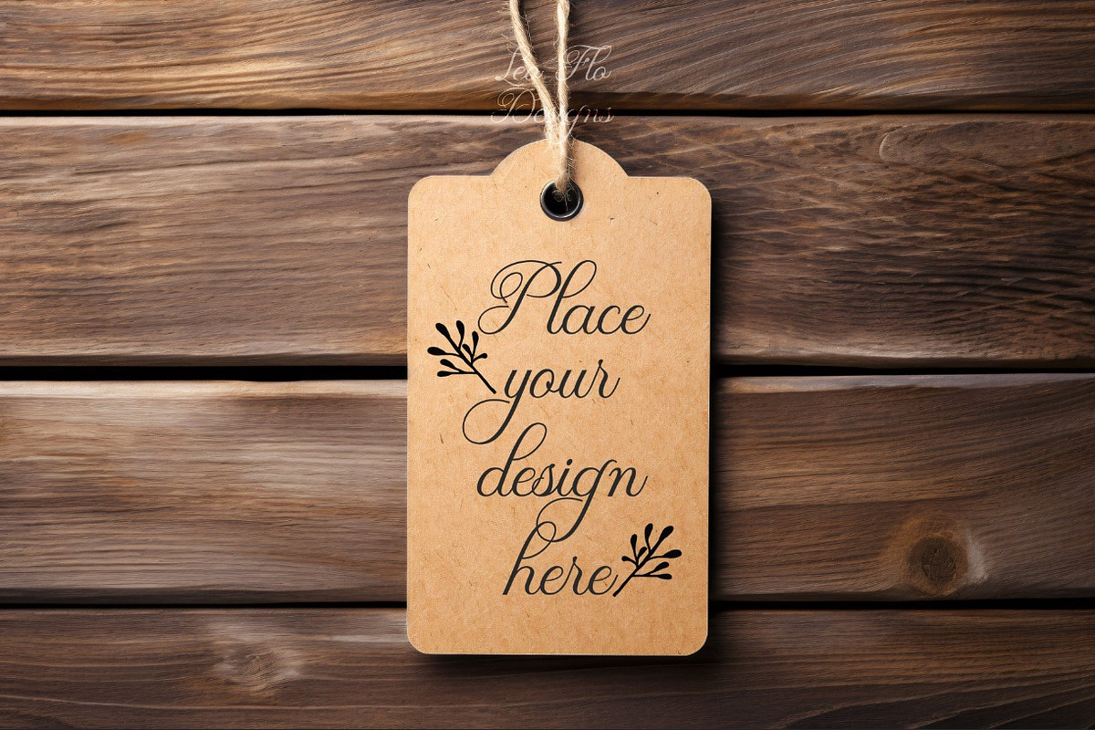 Kraft tag template mockup photo, a Stationery Template by Leo Flo Mockups (Photo 1 of 4)