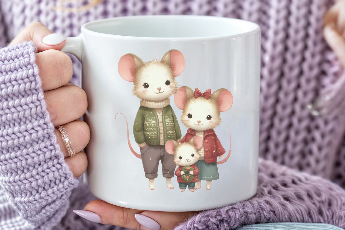 Mouse Family Christmas Clipart, an Illustration by Rose Art (Photo 2 of 5)
