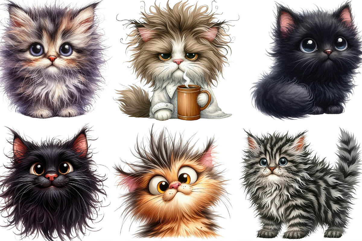 Quirky Crazy Cats Sublimation PNG, an Illustration by Designking (Photo 2 of 4)